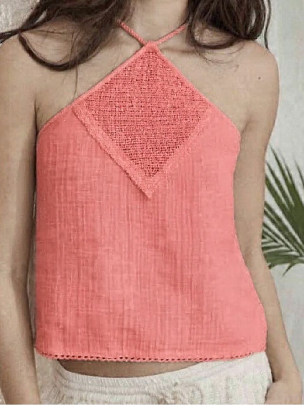 Aerie Rope Tie Halter Top in Mauve Medium - Picture 4 of 12